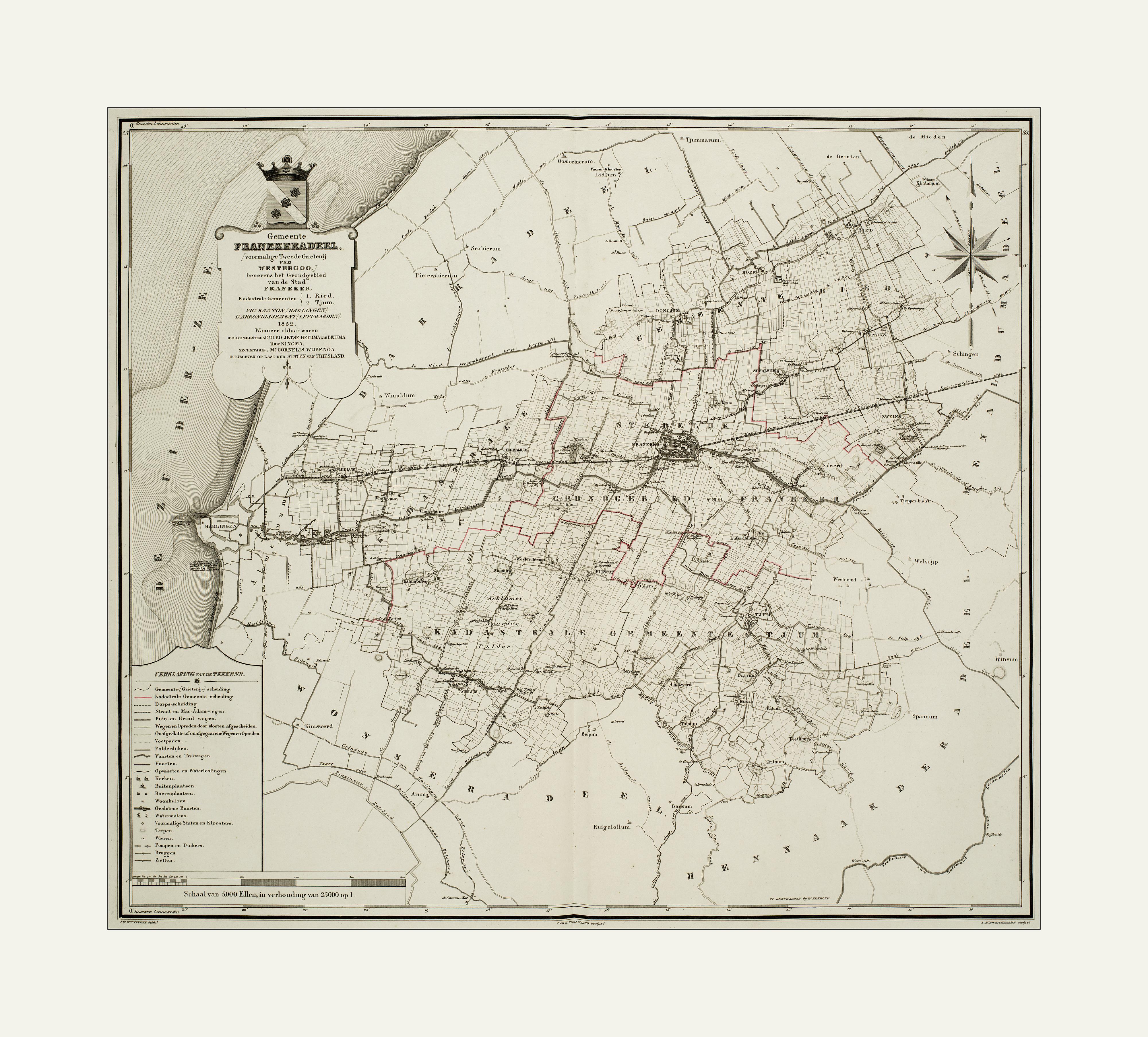Historische kaarten Friesland Franekeradeel Frisius