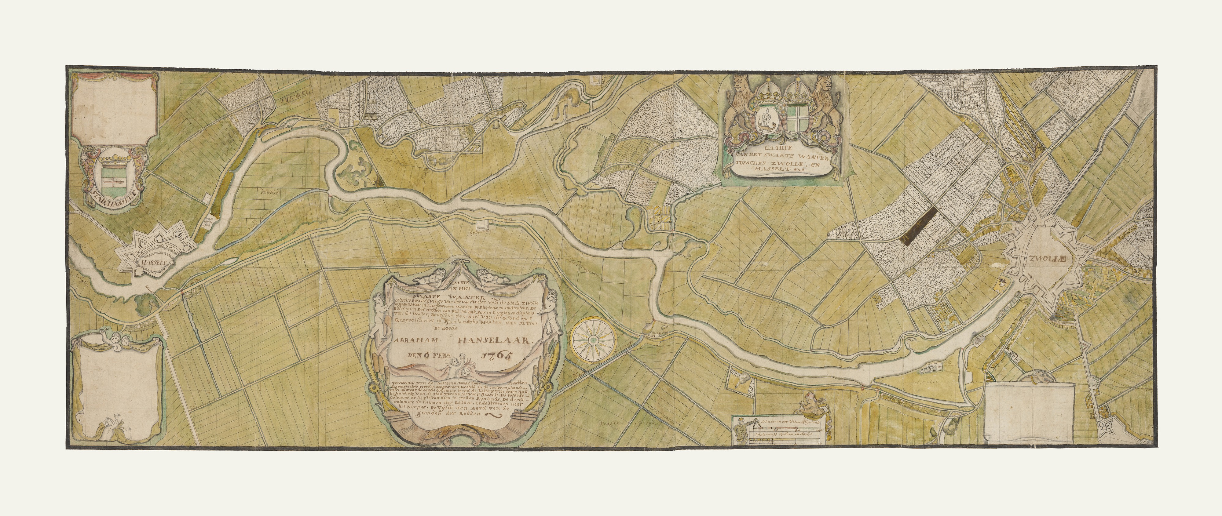 Oude kaart omgeving Zwolle - Hasselt | Frisius