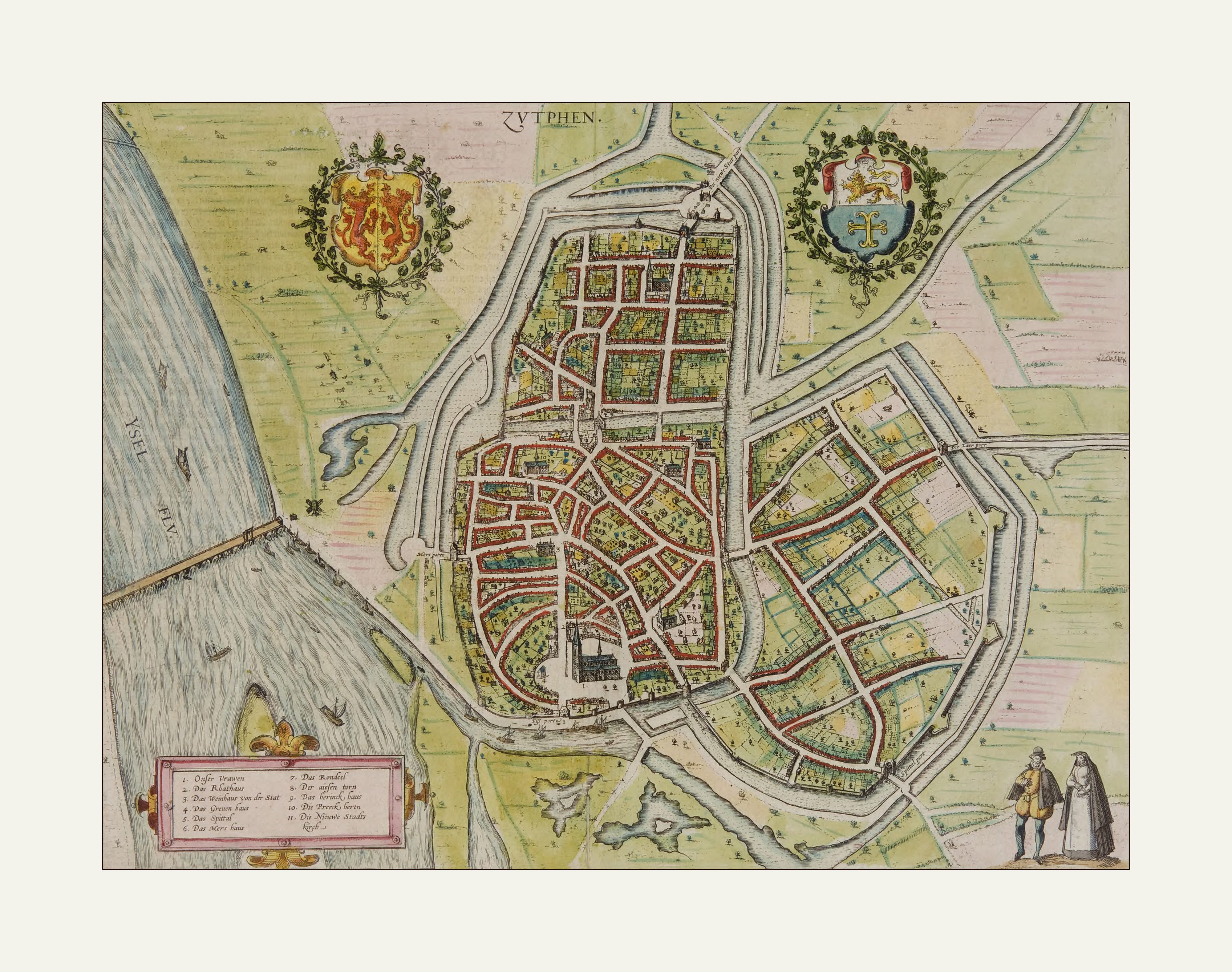 Historische kaart van Zutphen | Frisius