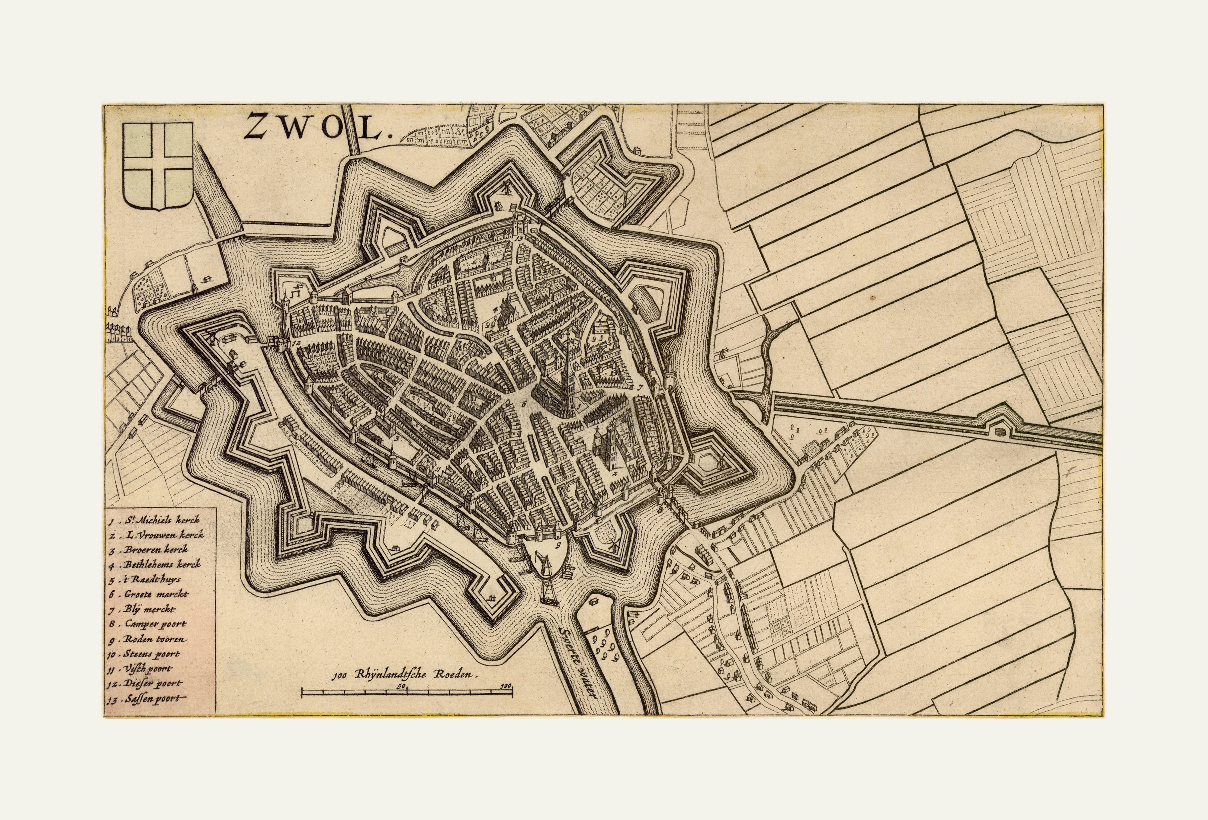 Historische kaart van Zwolle | Frisius