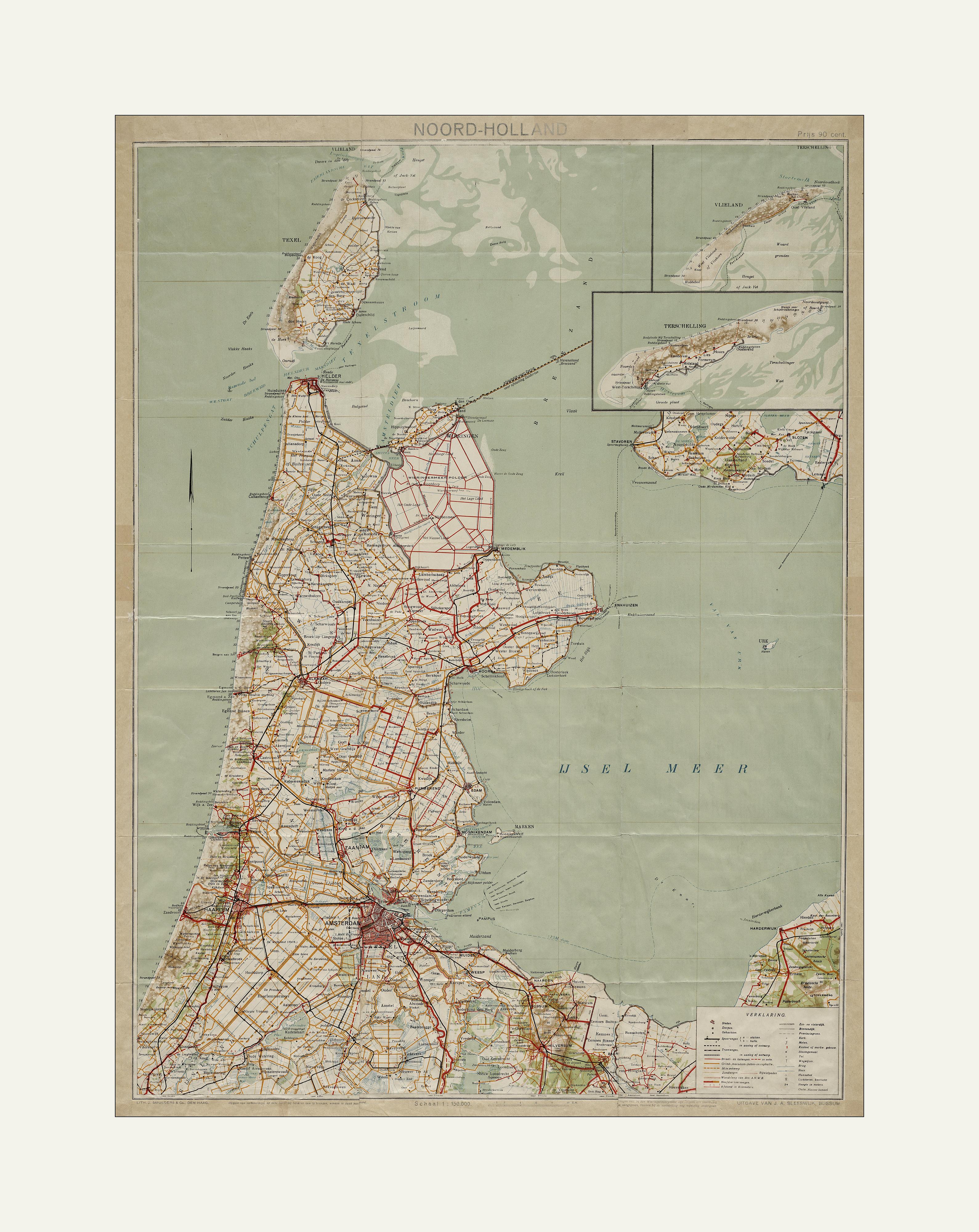 Historische kaart van Noord-Holland | Frisius